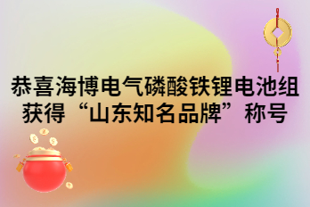恭喜海博电气磷酸铁锂电池组获得“山东知名品牌”称号